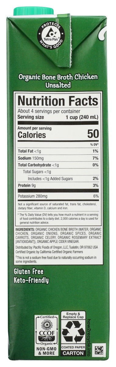 PACIFIC FOODS: Organic Bone Broth Chicken, 32 oz