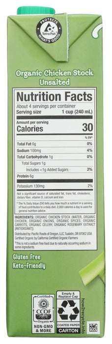 PACIFIC FOODS: Organic Unsalted Chicken Stock, 32 oz