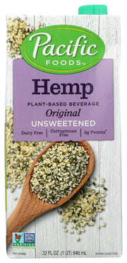 Pacific Foods Hemp Unsweetened Beverage features a smooth and creamy texture with a nutty flavor. Made from the hemp seed, it's a great source for plant-based nutrition including Omega 3 and essential amino acids. Good source of calcium, magnesium, and vitamin D. Lactose, cholesterol, and soy-free. Vegan.