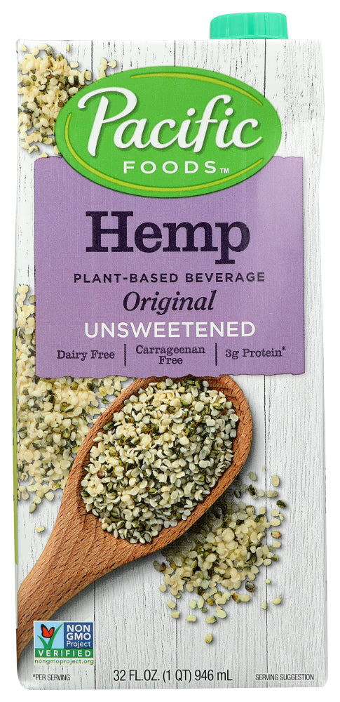 Pacific Foods Hemp Unsweetened Beverage features a smooth and creamy texture with a nutty flavor. Made from the hemp seed, it's a great source for plant-based nutrition including Omega 3 and essential amino acids. Good source of calcium, magnesium, and vitamin D. Lactose, cholesterol, and soy-free. Vegan.