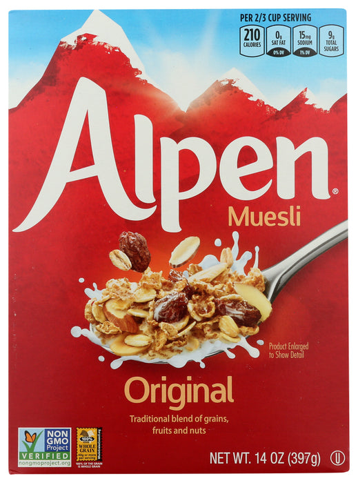 ALPEN: Cereal Muesli Original With Raisin, 14 oz