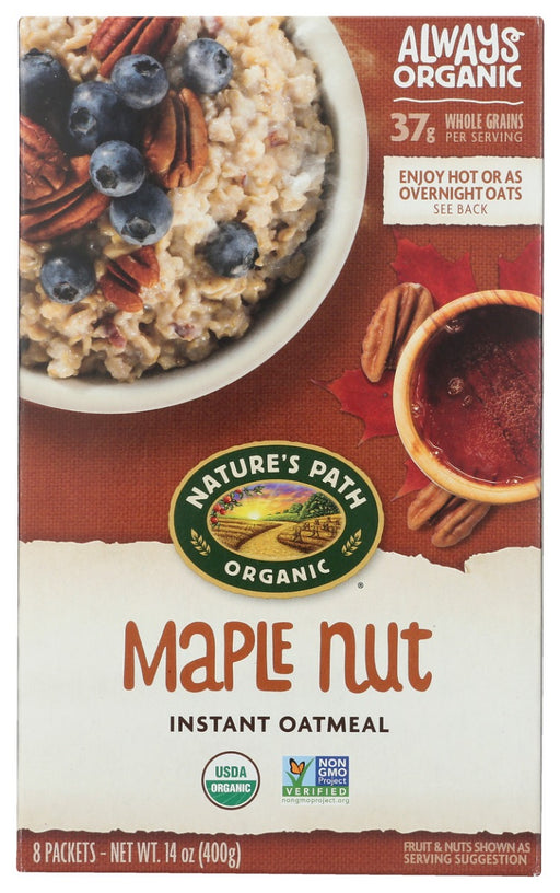 Offers crunchy hazelnuts and delectable maple flavor.
Whether you're new to organic or have been choosing it for years - our Maple Nut Oatmeal will keep you coming back for more. With Certified Organic rolled oats, pecans, and maple sugar - it's an undeniably delicious start to your day.