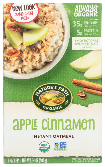 Our Apple Cinnamon Instant Oatmeal is a great way to start the day: they're easy to prepare, and each packet yields a hearty, filling bowl of organic whole grain oats, dried apple, and warming cinnamon. They're great for overnight oats, and love getting topped with your favorite mix-ins!