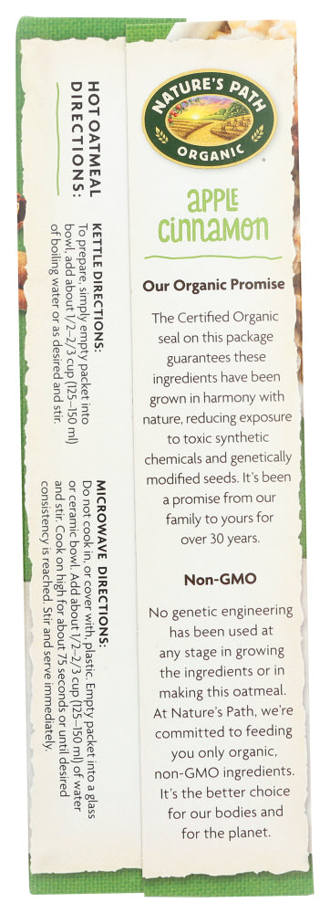 NATURE'S PATH: Organic Instant Hot Oatmeal Apple Cinnamon 8 Packets, 14 oz