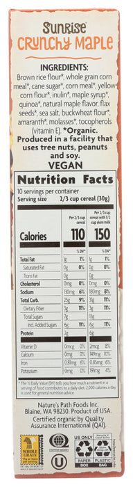 NATURES PATH: Organic Sunrise Cereal Gluten Free Crunchy Maple, 10.6 oz
