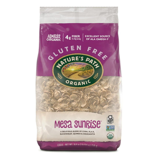 One of our most popular gluten-free cereals, this one is lightly sweetened and has a touch of sea salt. Nutrient-rich, we carefully crafted it with organic corn, heart-nourishing flax seeds, and ancient grains like buckwheat, quinoa, and amaranth. Mesa Sunrise is an excellent source of ALA-omega-3s, fibre, plant-based protein, and other important micronutrients. Organic and non-GMO, it's a deliciously crunchy way to start your day with nourishing goodness.