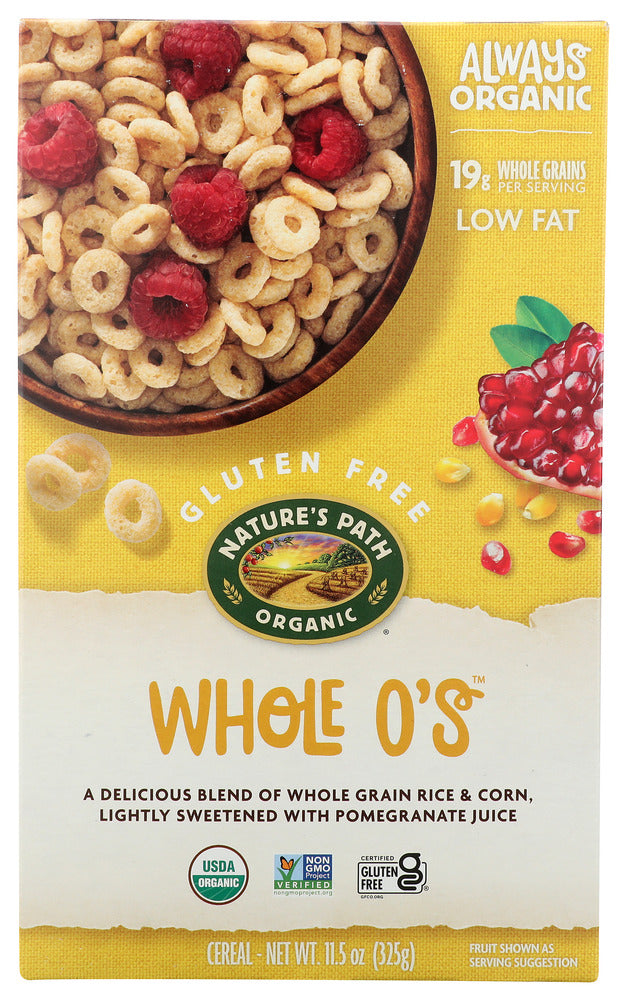 Whole-O's Cereal
Gluten-Free Whole O's Cereal: Just the thing for the whole-grain-loving, gluten-avoiding O connoisseur&mdash;or any O connoisseur really. Full of organic corn and whole grain rice, it's crunchy and delicious, one pleasingly plump vowel at a time. Try some with milk, its various alternatives, or straight out of the box.