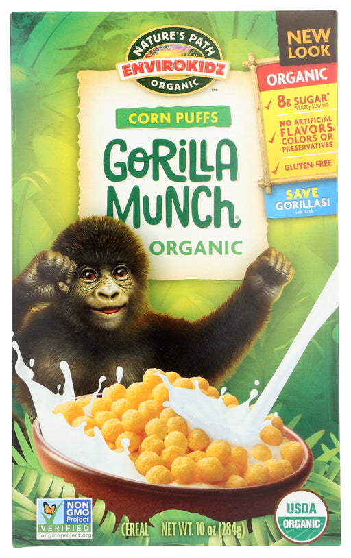 Our deliciously crunchy, whole grain, corn puffs cereal is organic, gluten-free, non-GMO, and made without artificial ingredients. It's a wholesome, hearty breakfast and fun lunchbox snack - no wonder parents love it, too! Each box of EnviroKidz cereal you buy helps to save gorillas and their habitat, as well as other vulnerable animal species - so you can and your family are helping to save animals, one breakfast at a time.