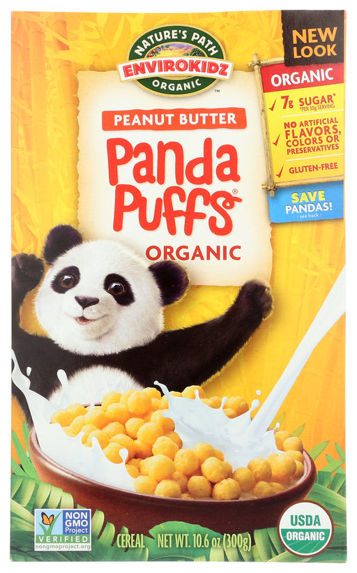 Tasty with organic peanut butter and crunchy whole grain corn puffs, our most popular cereal is organic, gluten-free, non-GMO, and made without artificial ingredients. It's a wholesome, hearty, nutrient-packed breakfast and on-the-go snack”no wonder parents love it, too! Each box of EnviroKidz cereal you buy helps save pandas and their habitat. We donate a percentage of all our sales to animal conservation efforts and global educational programs, so you are helping save animals, one breakfast at a time.