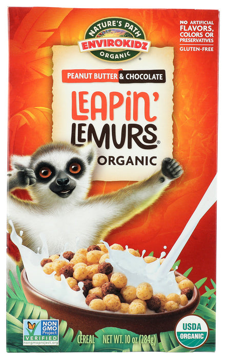 Leapin Lemurs Cereal
What do you get when you pair chocolate and peanut butter with our original puffed corn? A cereal with satisfying crunch and flavor that kids can't resist! Bonus: These certified organic puffs are gluten free, and serve up 11g of whole grain goodness per bowl.