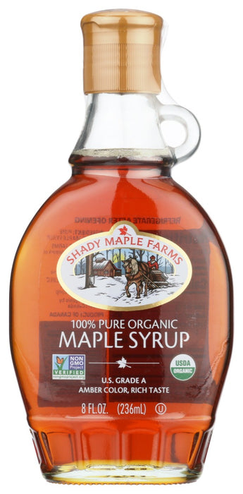 100% PURE ORGANIC MAPLE SYRUP
Grade A, Amber, Rich Taste
Stringent criteria and continuous monitoring guarantee the constant, unwavering purity of our organic maple syrup. This Shady Maple Farms product is Fair for Life certified, reflecting our commitment to socially responsible food production and marketing on a local and global scale.