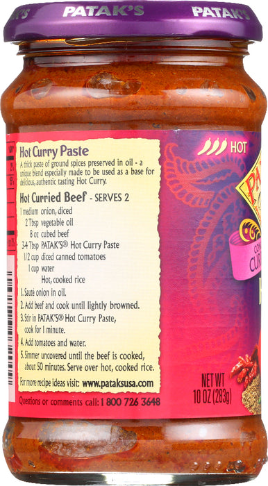 PATAK'S: Original Concentrated Hot Curry Paste Tomato Cumin and Chile, 10 oz