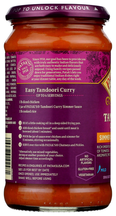 PATAKS: Tandoori Curry Simmer Sauce, 15 oz