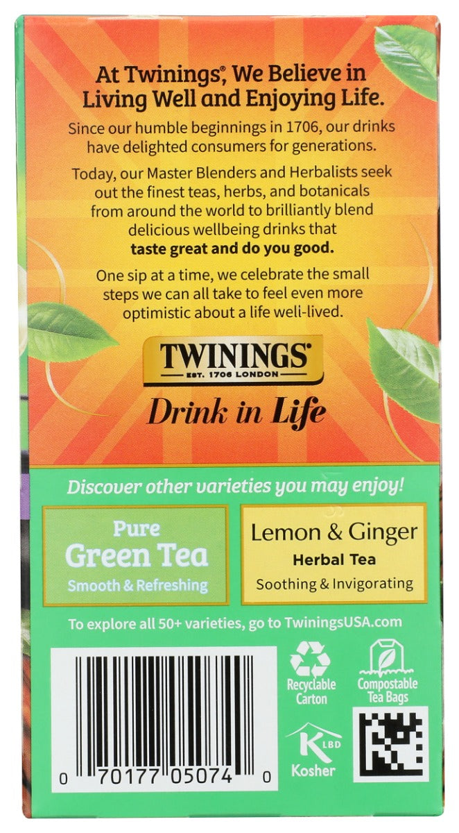 TWININGS OF LONDON: Green Tea Jasmine, 20 Tea Bags, 1.41 Oz