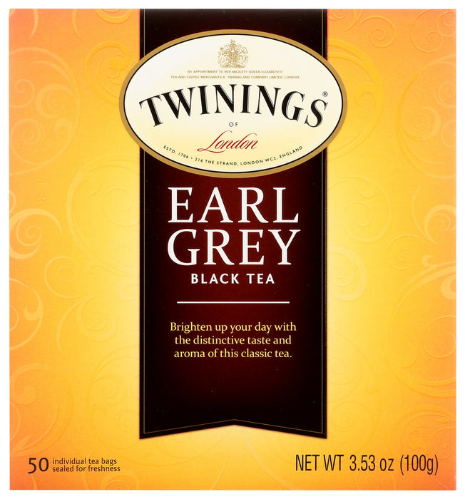 TWININGS OF LONDON: Tea Classics Light Flavour Strength Earl Grey Tea, 50 Tea Bags, 3.53 oz