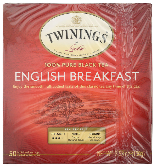 TWININGS OF LONDON: Tea Classics English Breakfast Tea, 50 Tea Bags, 3.53 oz