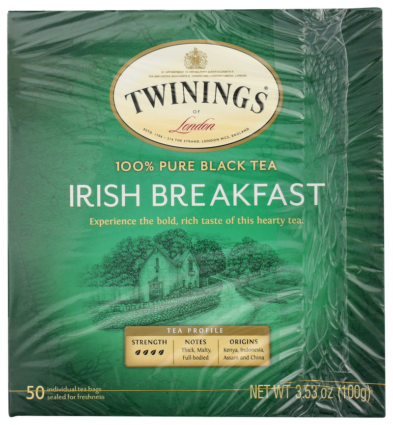 TWININGS: 100% Pure Black Tea Irish Breakfast, 50 Tea Bags