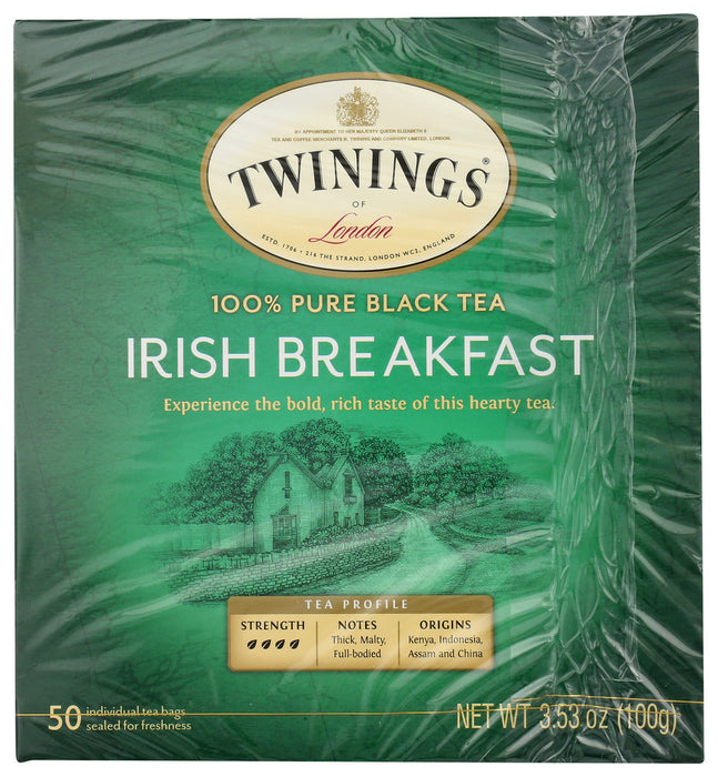 TWININGS: 100% Pure Black Tea Irish Breakfast, 50 Tea Bags