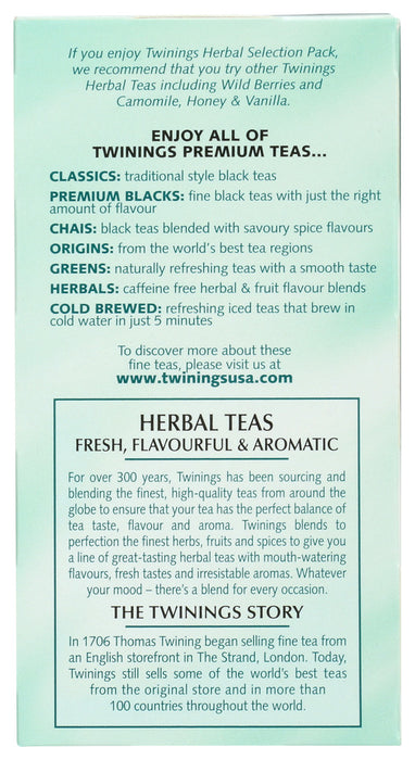 TWININGS: Assorted Herbal Teas Variety Pack Caffeine Free 20 bags, 1.23 oz