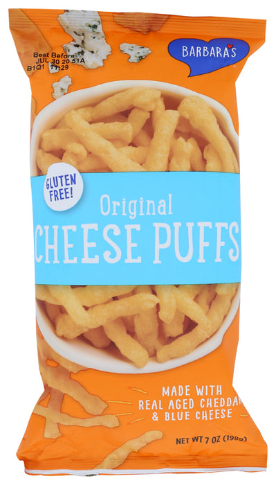 When you feel like keeping it real, reach for Barbara's® Original Cheese Puffs, made with real aged cheddar and blue cheese (and none of those fake colors and flavors). Gluten free and 100% delicious!