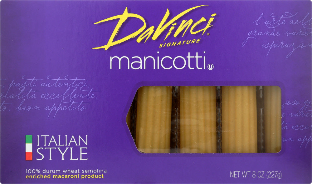 DAVINCI: Manicotti Cannelloni Pasta, 8 oz