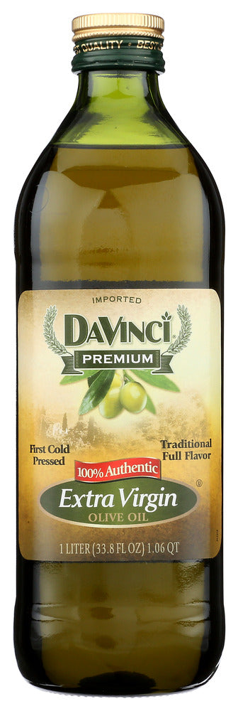 DaVinci Extra Virgin Olive Oil comes in a convenient larger size bottle that allows for everyday use. This oil never uses heat or chemicals in the processing to preserve its exceptionally delicious flavor.