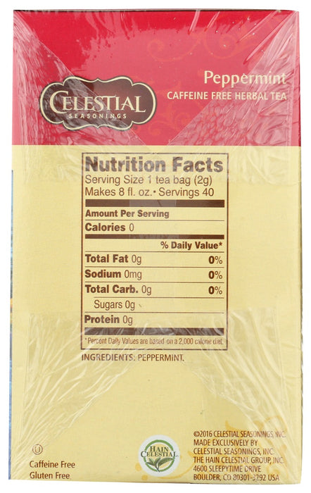 CELESTIAL SEASONINGS: Peppermint Herbal Tea, 40 bg