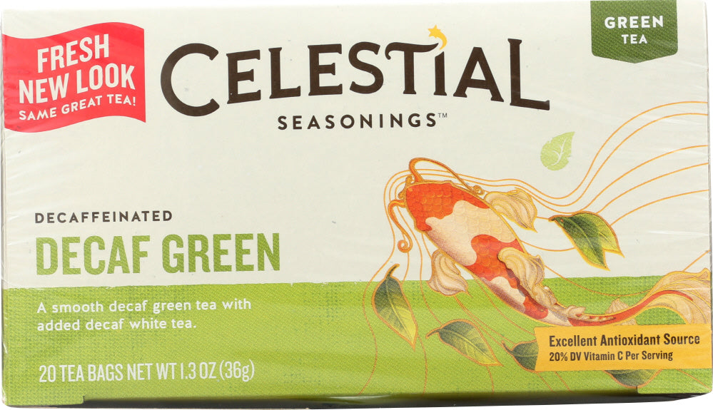 CELESTIAL SEASONINGS: Green Tea With White Tea Decaffeinated 20 Tea Bags,  1.2 oz