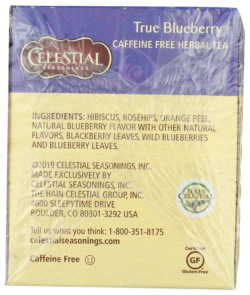 CELESTIAL SEASONINGS: True Blueberry Herbal Tea Caffeine Free, 20 bg