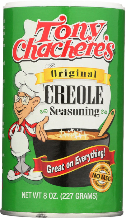 Tony Chachere's Original Creole Seasoning is an extraordinary blend of flavorful spices prized by cooks everywhere. You owe it to yourself to experience how much it actually enhances the flavor of meats, seafood, poultry, vegetables, eggs, soups, stews, and salads - even barbecue and french fries! There is no finer seasoning! Use it anytime, anywhere on any type of food.