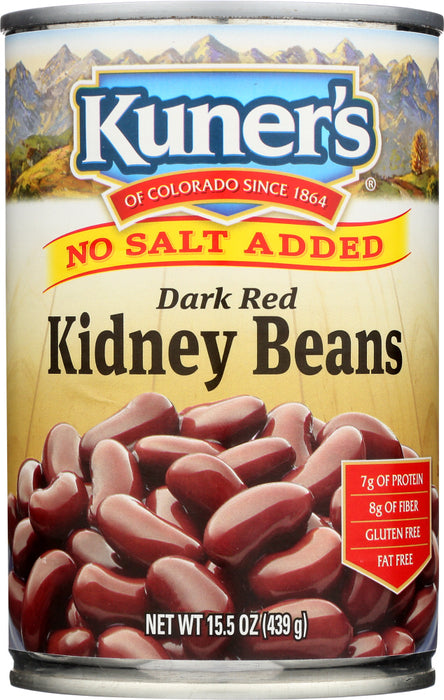 KUNERS: Kidney Beans Dark Red No Salt Added, 15.5 oz
