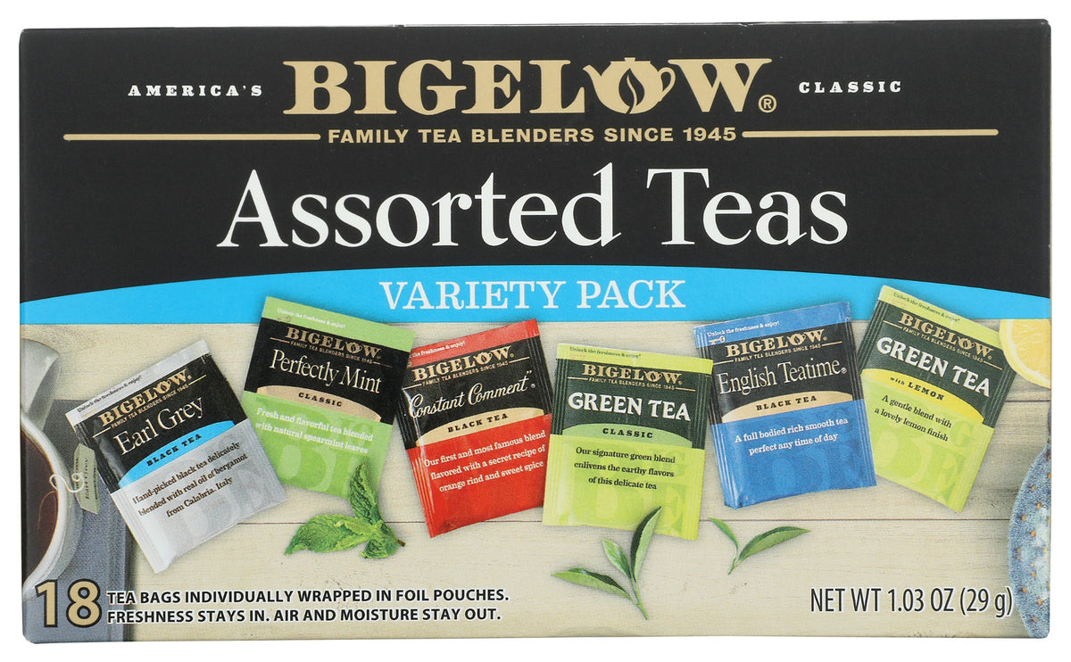 BIGELOW: Six Assorted Teas Variety Pack 18 Tea Bags, 1.10 oz — No Brand ...