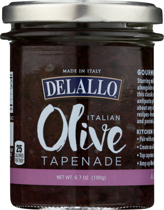 DeLallo Italian Olive Tapenade features mild and fruity Italian black olives blended with our signature Italian Extra Virgin Olive Oil for a unique gourmet spread. More than just an entertaining superstar, this flavorful Italian olive tapenade is an excellent accent for everyday favorites”from pasta and grilled fish to salads and paninis.
An all-natural olive spread made with fruity Italian black olives and our signature Italian Extra Virgin Olive Oil.
