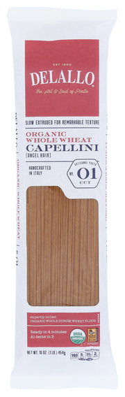 As slender and delicate as hair, our Capellini owes its cappuccino color and fine texture to the Italian-grown whole wheat semolina we use to make it. Capellini is often cooked in a light stock, and best dressed with a smooth, olive oil based sauce that will not overwhelm its delicate tendrils.