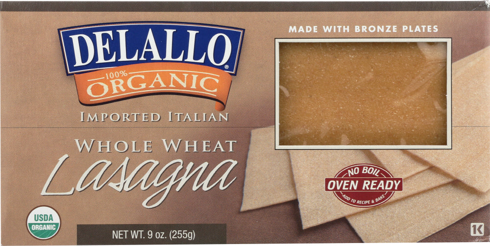 DeLallo Organic Whole-Wheat Lasagna Noodles are no-boil, meaning they are ready to layer in your next lasagna recipe”no parboiling required. Made in Italy with only the finest durum wheat semolina, these famous pasta noodles are extruded with artisanal bronze dies for a rougher texture to capture sauces.
Our Whole-Wheat Lasagna Noodles are a heart-healthy alternative that boasts the taste and texture of traditional pasta but with the added health benefits of whole grains.