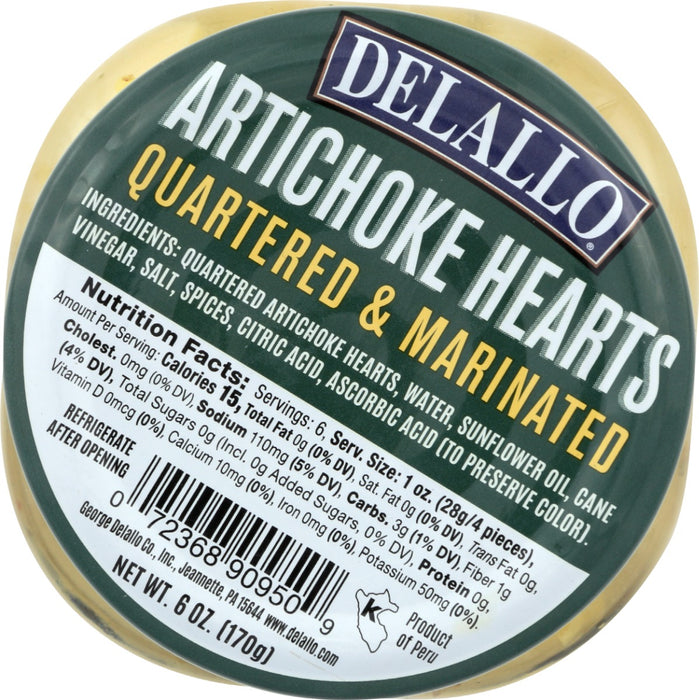DELALLO: Marinated Artichoke Hearts, 6 oz