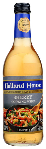 Holland House Sherry has a light golden color and sweet aroma. With a mild dry sherry wine flavor, it also has hints of nut and caramel”great for adding depth to a variety of dishes.