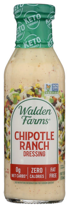 Nothing beats the flavor of chipotle peppers and ranch, especially when that flavor contains no calories, fat or sugar! Made from simple ingredients like organic vinegar and the finest herbs and Chili and Chipotle Pepper spices, this Walden Farms Chipotle Ranch is ready for the dipping! Delicious on steak sandwiches, over chicken wings or drizzled over fish tacos and of course your favorite mixed greens.