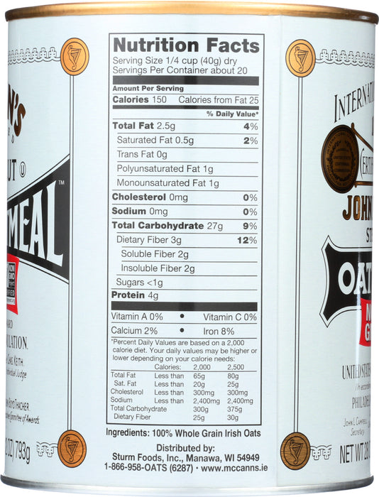 MCCANN: Traditional Steel Cut Irish Oatmeal, 28 oz