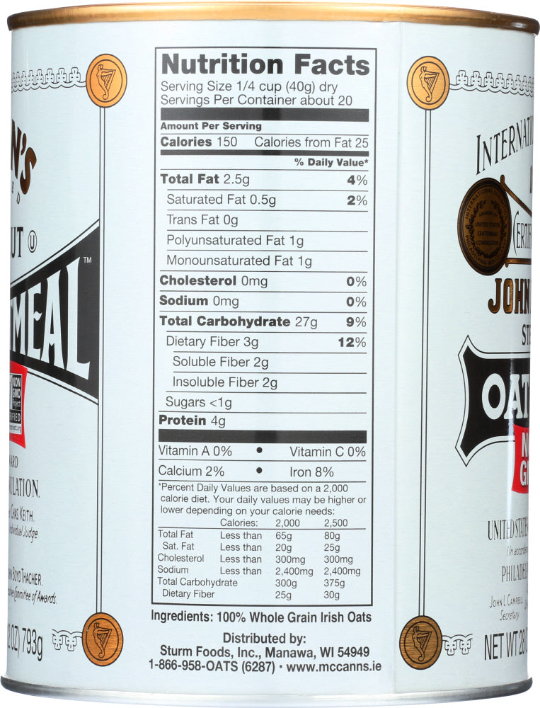MCCANN: Traditional Steel Cut Irish Oatmeal, 28 oz
