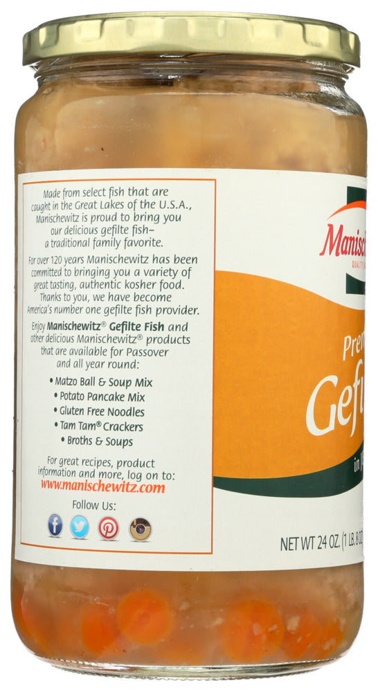 MANISCHEWITZ: Premium Gold Gefilte Fish with Carrots in Jelled Broth, 24 Oz