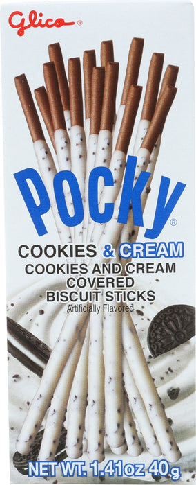 GLICO: Pocky Cookies & Cream Biscuit Sticks, 1.41 oz