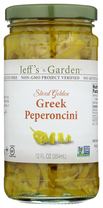 JEFF'S NATURALS: Sliced Golden Greek Peperoncini, 12 oz