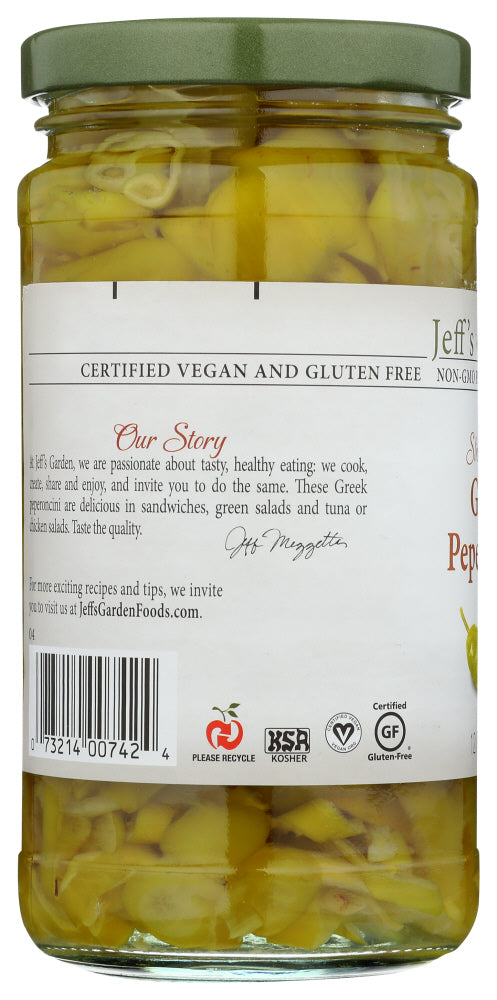 JEFF'S NATURALS: Sliced Golden Greek Peperoncini, 12 oz