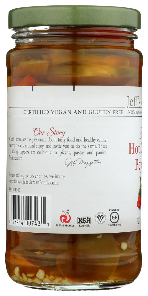 JEFF'S NATURALS: Sliced Hot Cherry Peppers, 12 oz