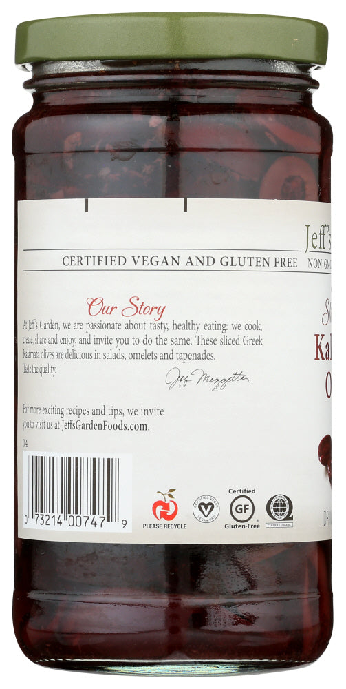 JEFF'S NATURALS: Organic Pitted Sliced Greek Kalamata Olives, 7 oz