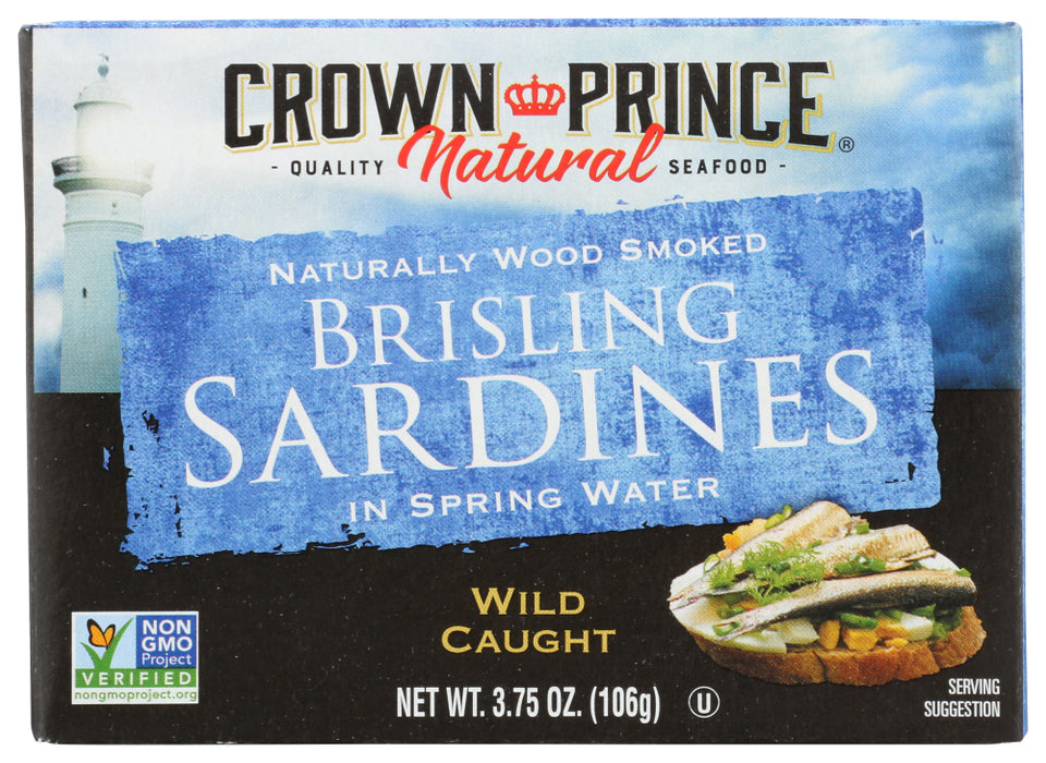 CROWN PRINCE: Brisling Sardines In Spring Water, 3.75 oz
