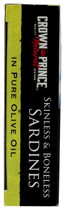 CROWN PRINCE: Skinless & Boneless Sardines in Olive Oil, 3.75 oz