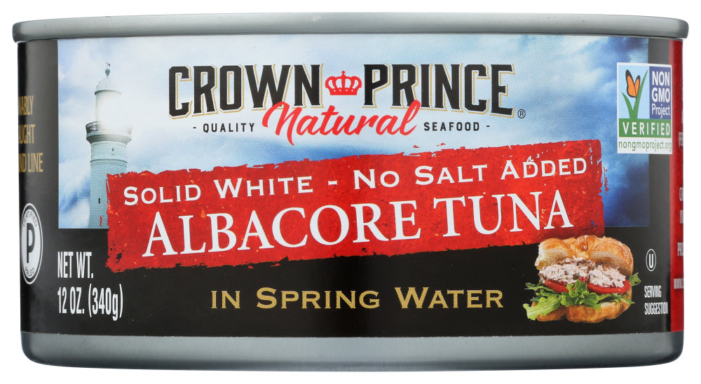 CROWN PRINCE: Albacore Tuna Solid White No Salt Added, 12 oz