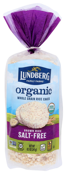 LUNDBERG: Brown Rice Organic Rice Cakes Salt Free, 8.5 oz